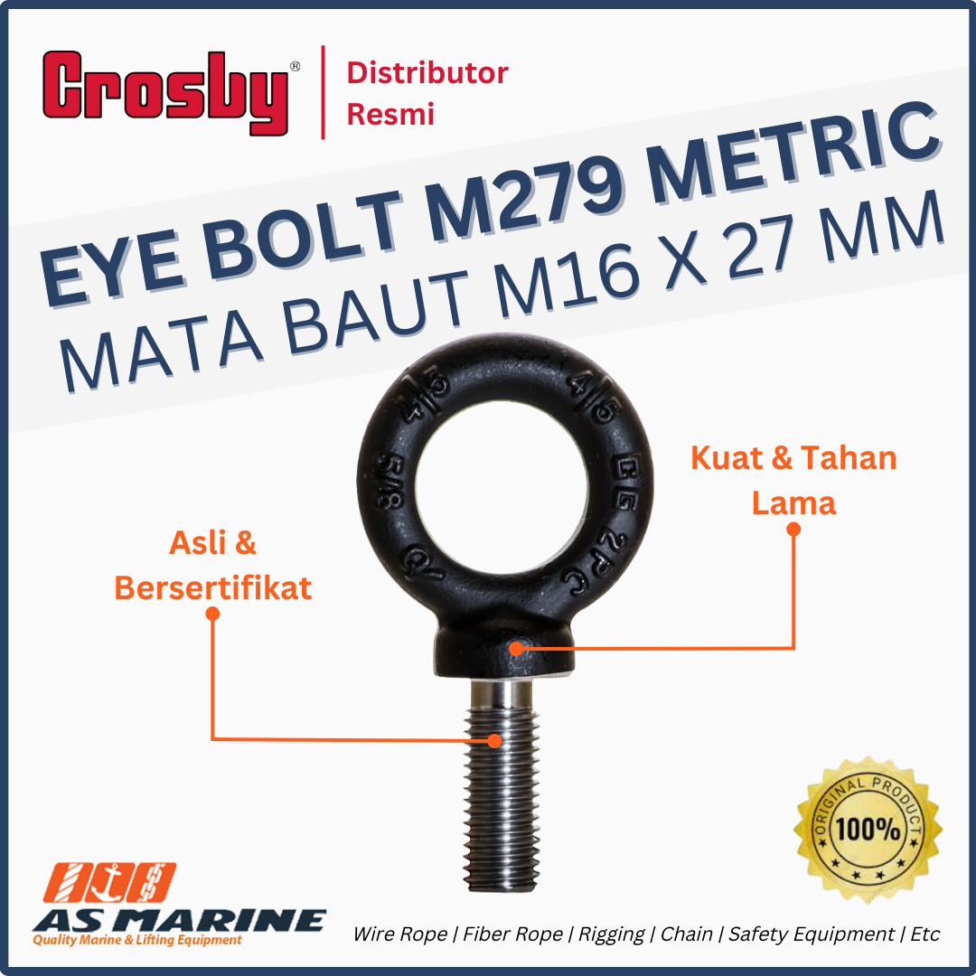 crosby usa eye bolt atau mata baut m279 metric m16 x 27 mm